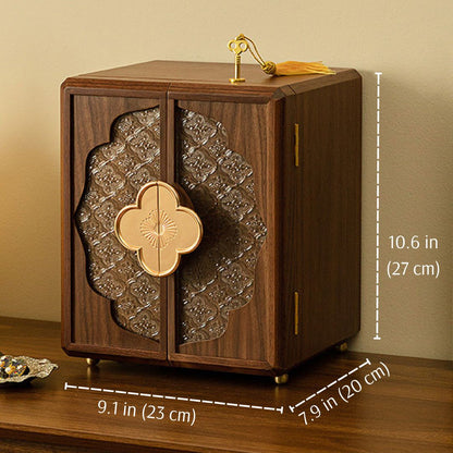 Cabinet Style Wooden Jewelry Box with Lock SKU 21137