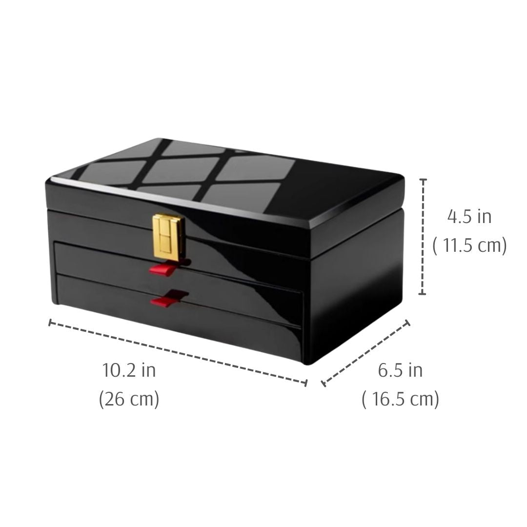 Piano Finish Wooden Jewelry Box with Drawer SKU 21158