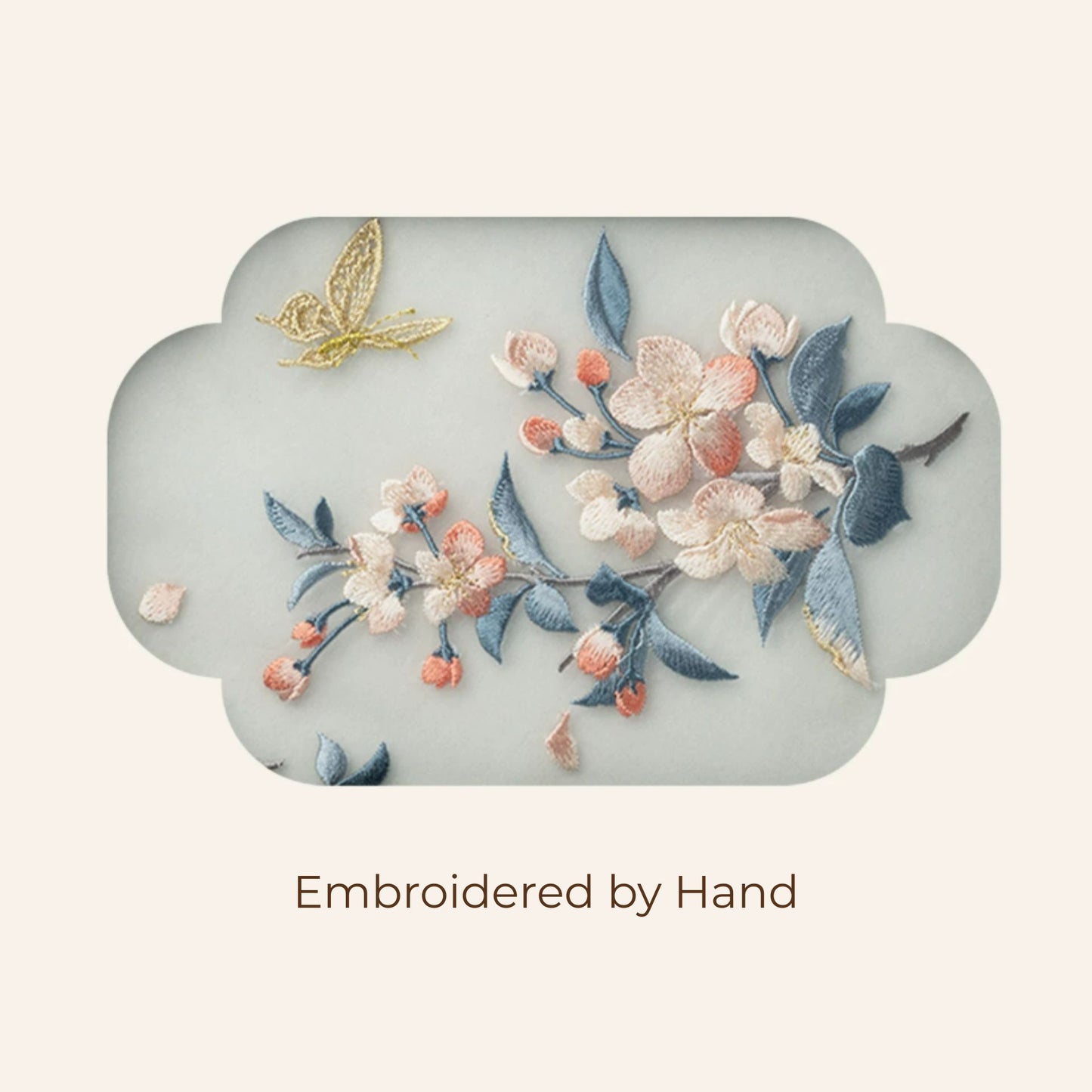 Solid Walnut Jewelry Box with Hand-Embroidered Silk Design SKU 21196
