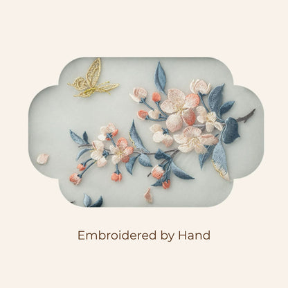 Solid Walnut Jewelry Box with Hand-Embroidered Silk Design SKU 21196