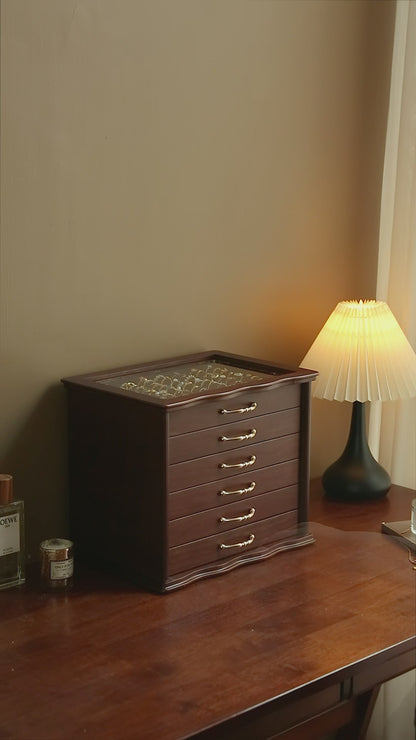 Large Wooden Jewelry Box Organizer with Drawers SKU 21157