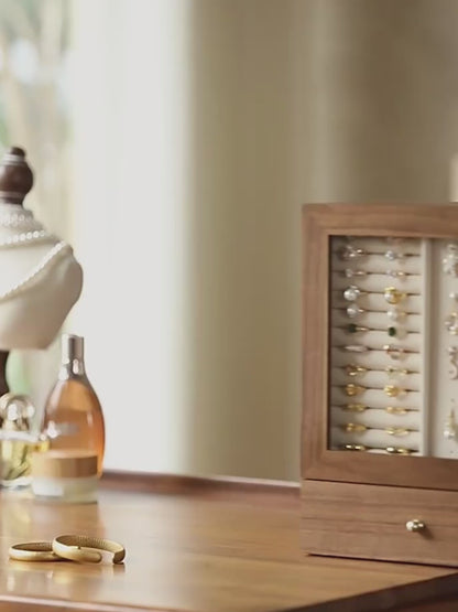 Walnut Wood Jewelry Box with Vertical Storage SKU 21127