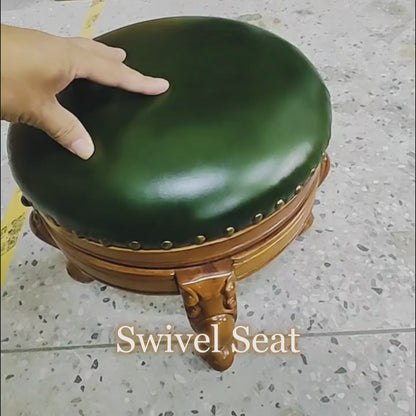 Solid Wood Leather Upholstered Ottoman Stool SKU 52003