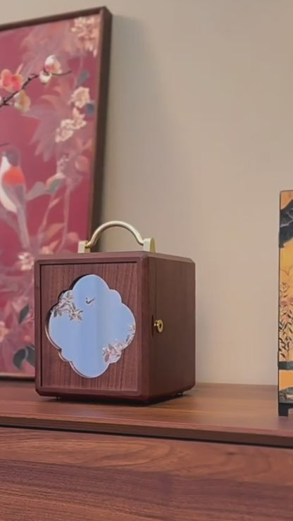 Wooden Jewelry Box Organizer with Mirror and Lock SKU 21159