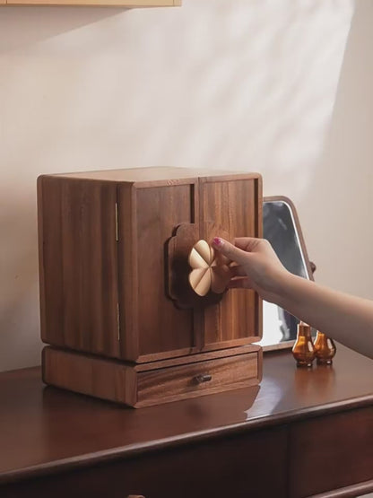 Rotatable Solid Wood Jewelry Box with Drawers SKU 21180