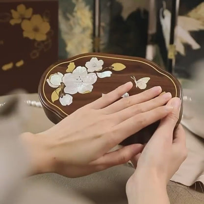 Solid Walnut Jewelry Box with Mother-of-Pearl Inlay SKU 21190