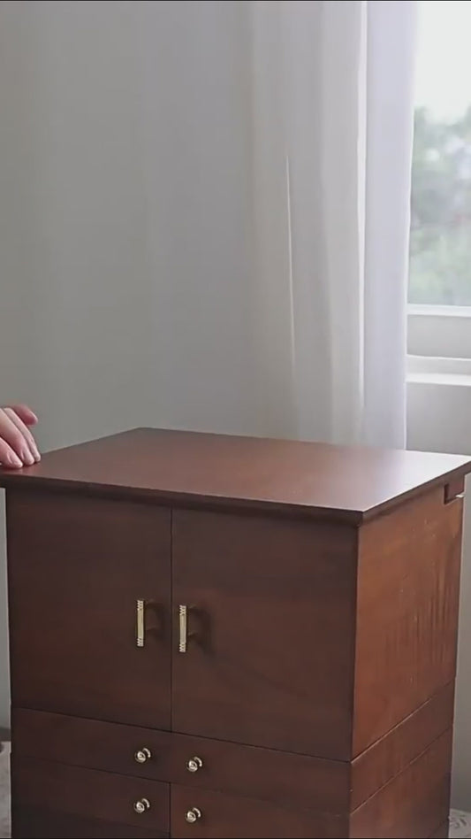 Large Wooden Jewelry Box with Drawers and Earring Racks SKU 21177