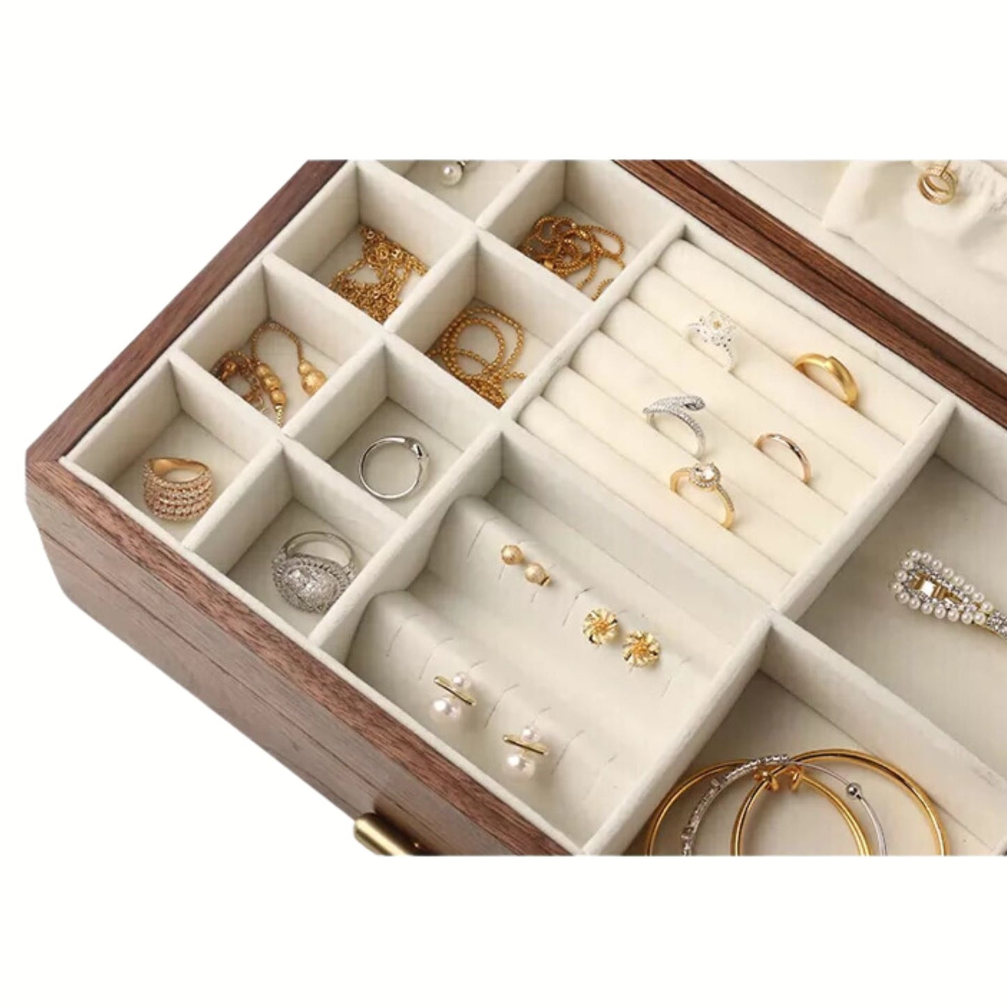 Solid Walnut Wood Jewelry Box Organizer for Women SKU 21076