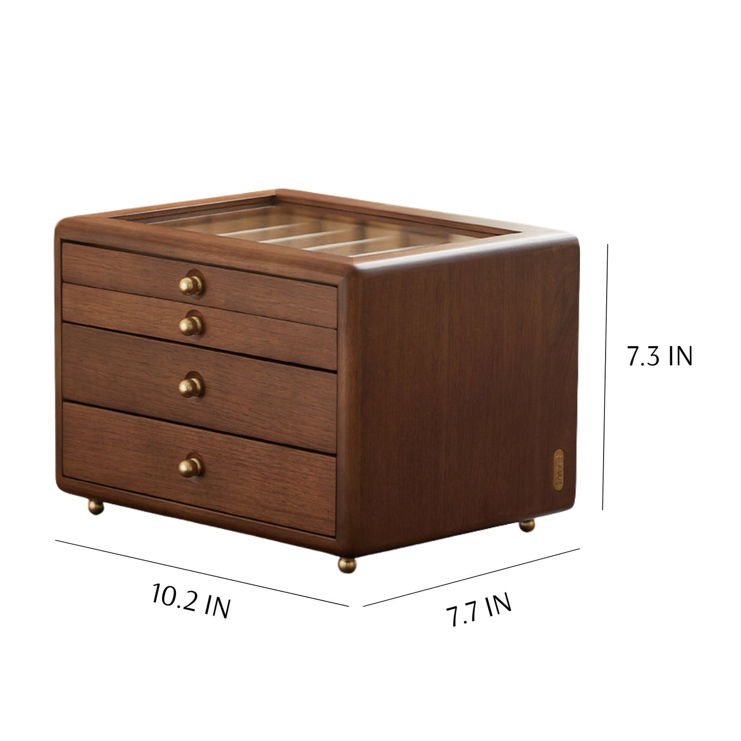 Wooden Jewelry Box with Drawers and Glass Lid SKU 21126