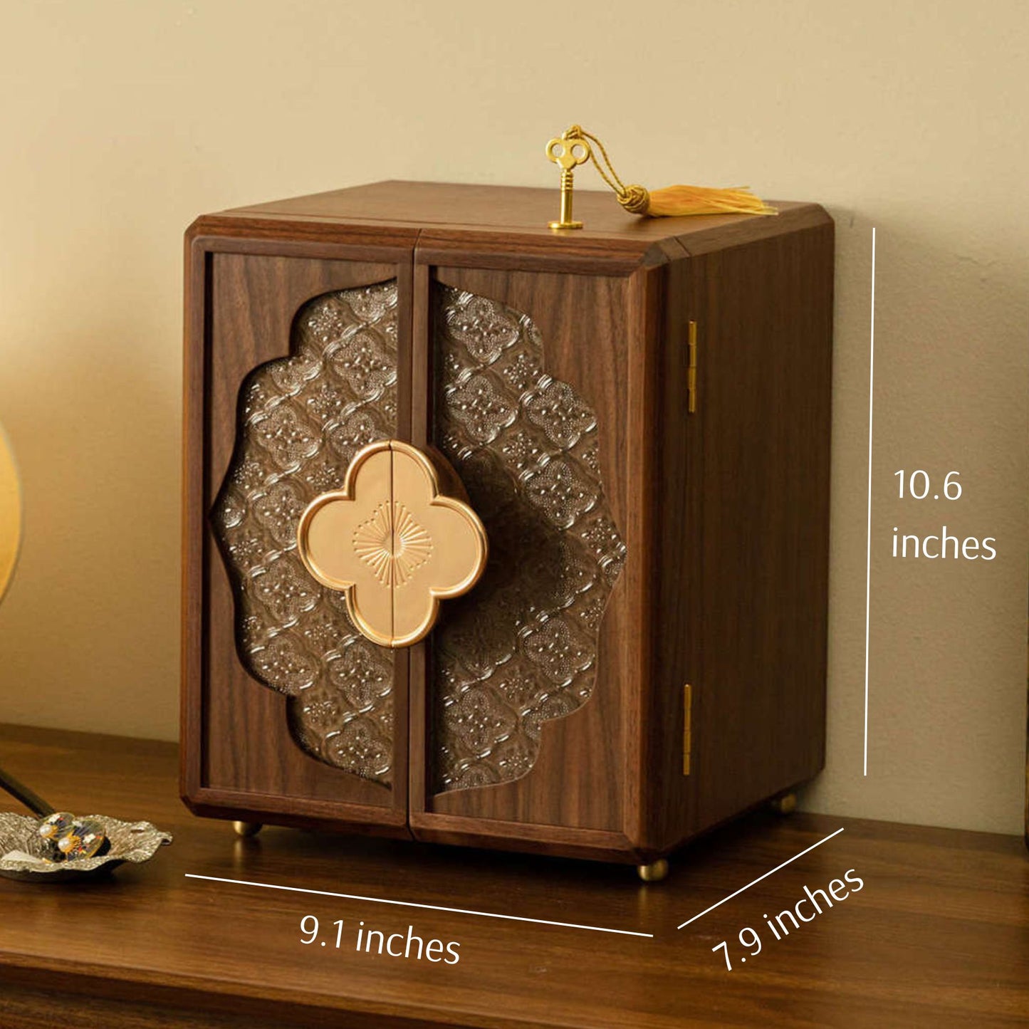 Cabinet Style Wooden Jewelry Box with Lock SKU 21137