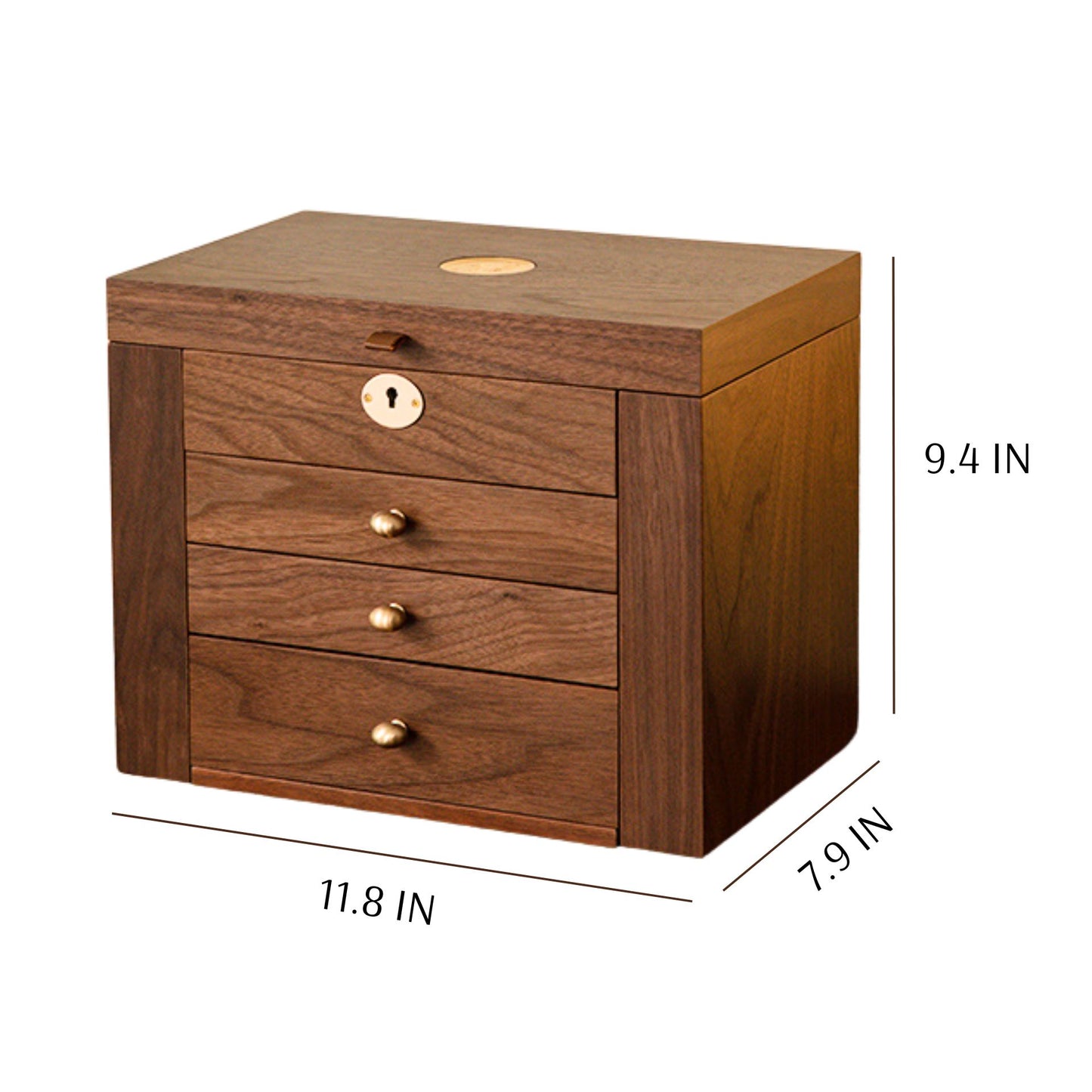 Wooden Jewelry Box with Drawers and Mirror SKU 21142