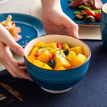 Minimalist Blue Stoneware Ceramic Dinnerware Set for 8 SKU 70037