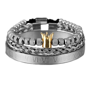 Stainless Steel Royal Crown Charm Bracelet