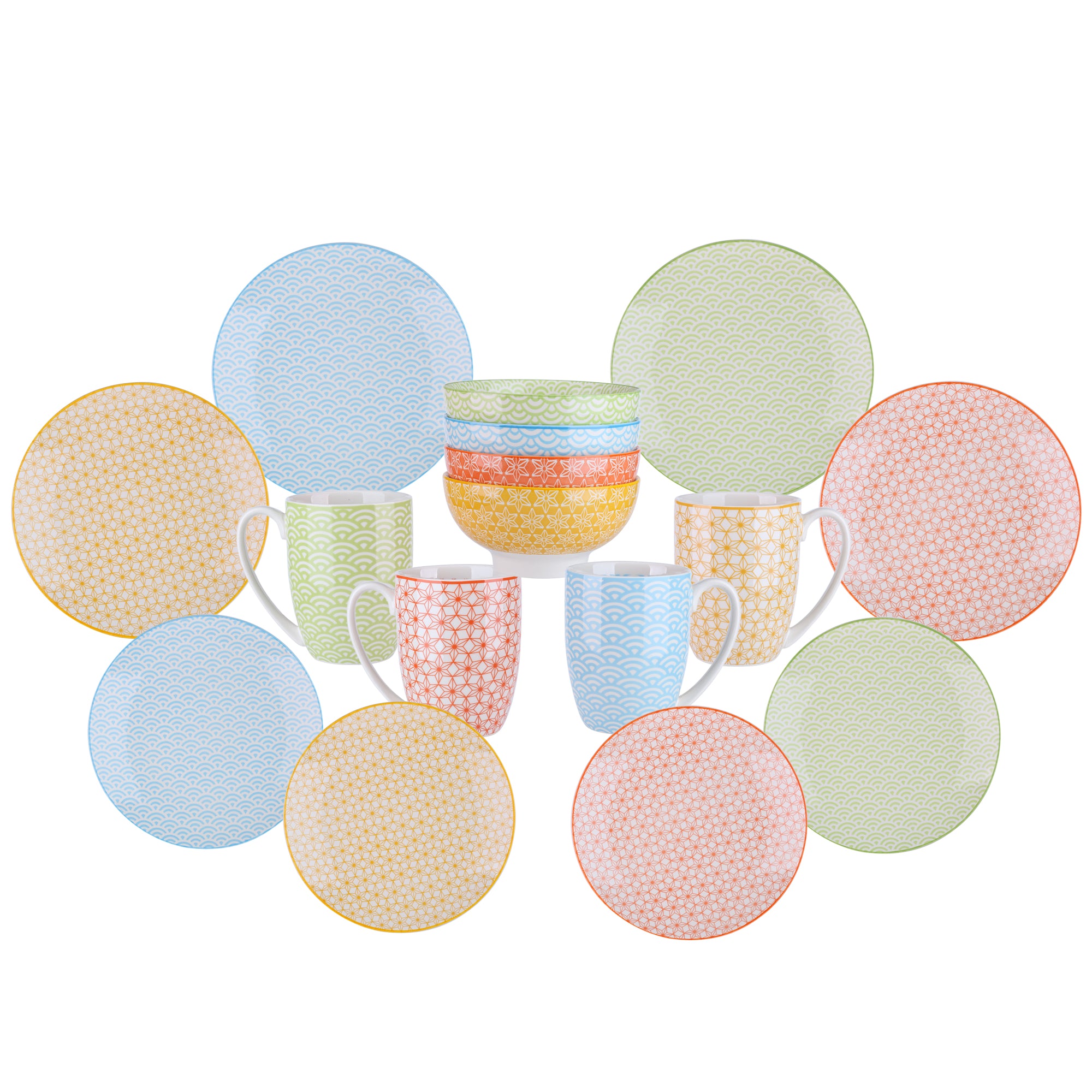 Mixed Color Stoneware Ceramic Dinnerware Set for 4 8 12 SKU 70087