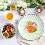 Green Stoneware Ceramic Dinnerware Set for 4 8 12 SKU 70077