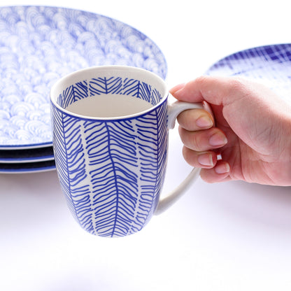 Blue Stoneware Ceramic Dinnerware Set for 8 SKU 70042