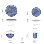 Blue Mandala Stoneware Ceramic Dinnerware Set for 4 8 12 SKU 70025