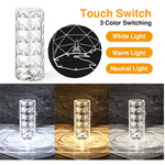 Rechargeable Rose Crystal Table Lamp with Touch Control 50007