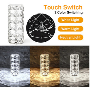 Rechargeable Rose Crystal Table Lamp with Touch Control 50007
