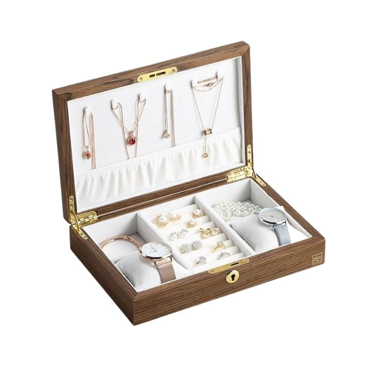 LOUMILEO Jewelry Box with Glass Lid 3-layer Leather India | Ubuy