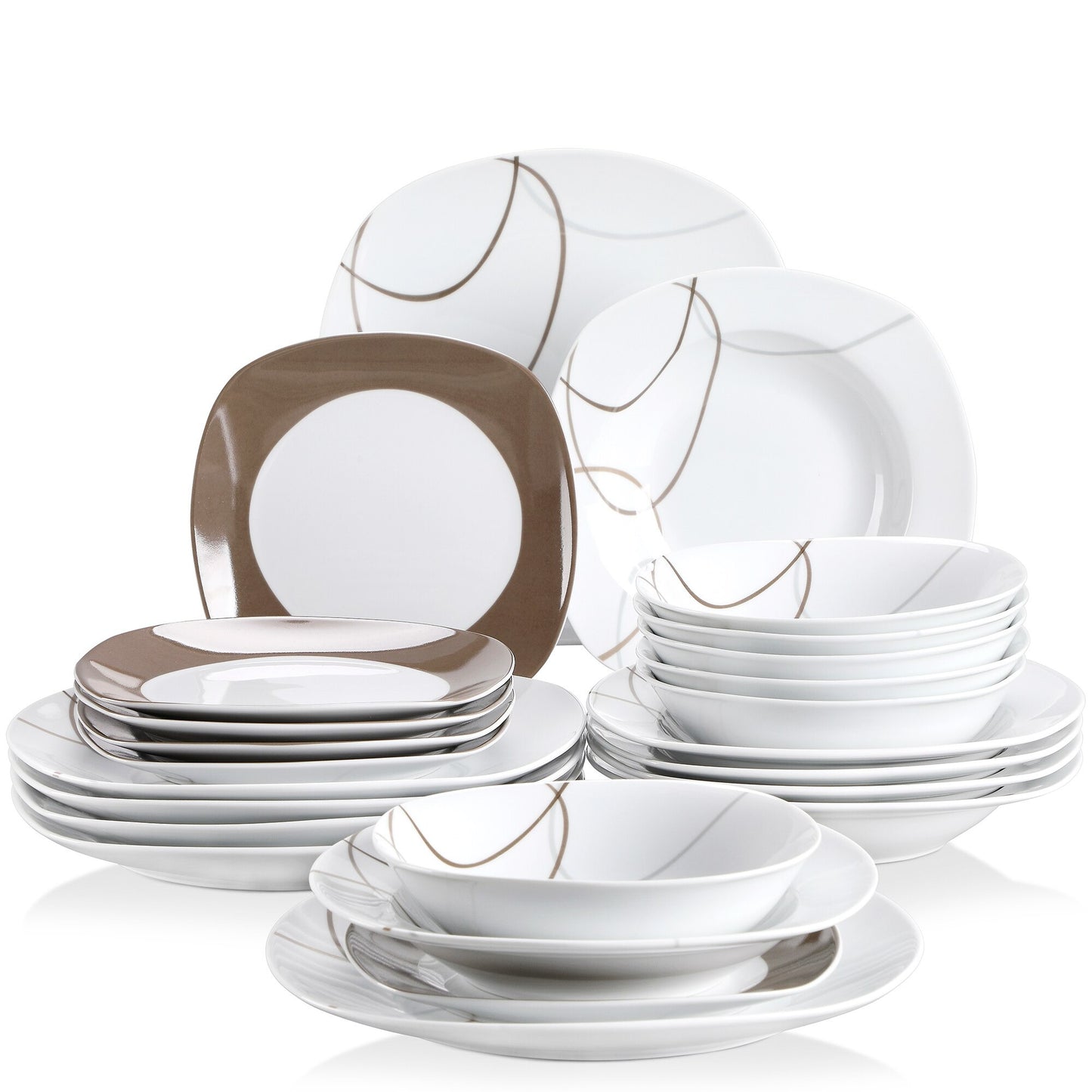 White Stoneware Ceramic Dinnerware Set for 6 12 SKU 70028