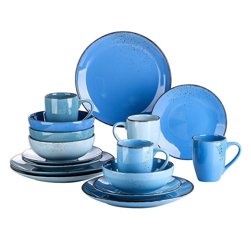 Blue Stoneware Ceramic Dinnerware Set for 4 8 12 SKU 70092