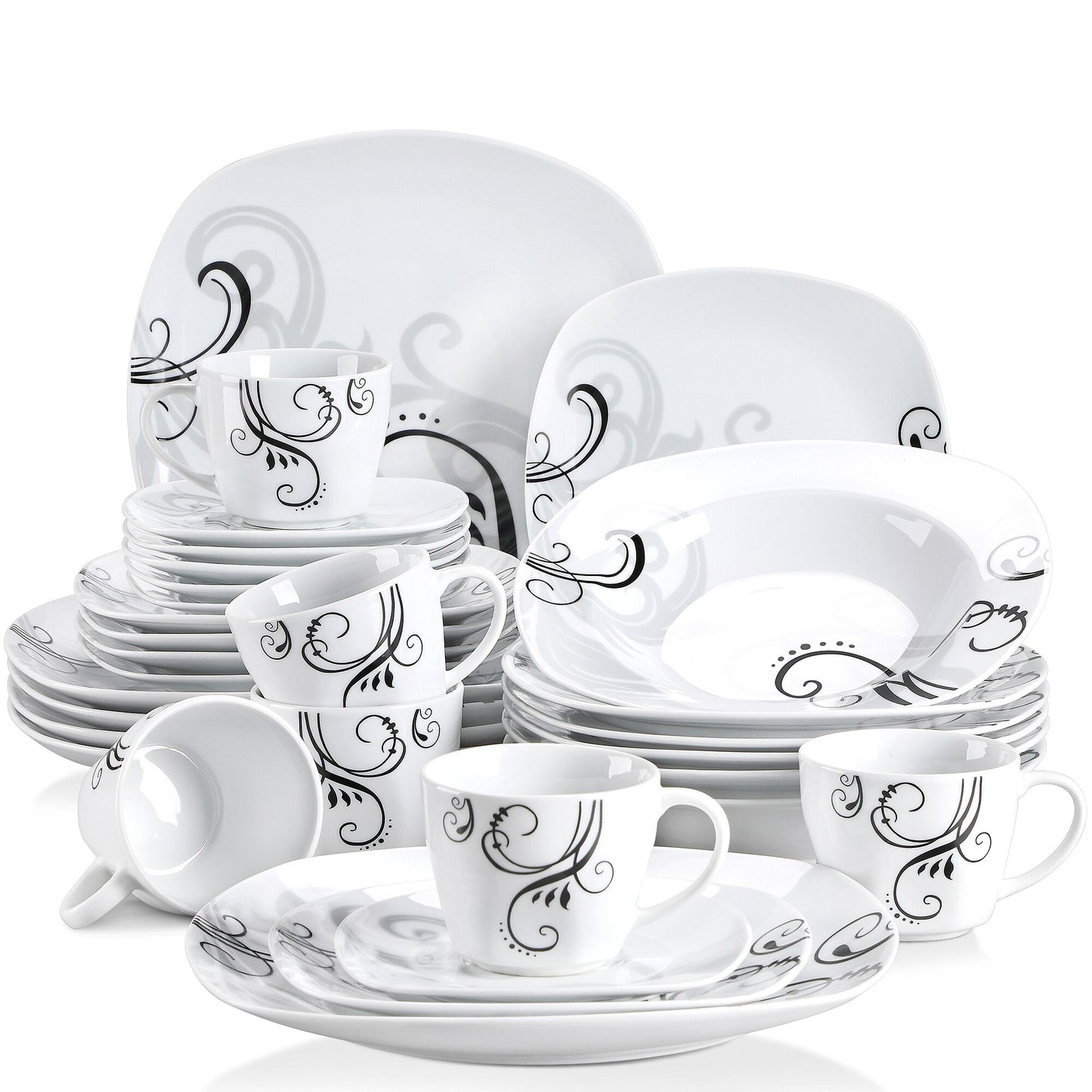White Stoneware Ceramic Dinnerware Set for 6 12 SKU 70023