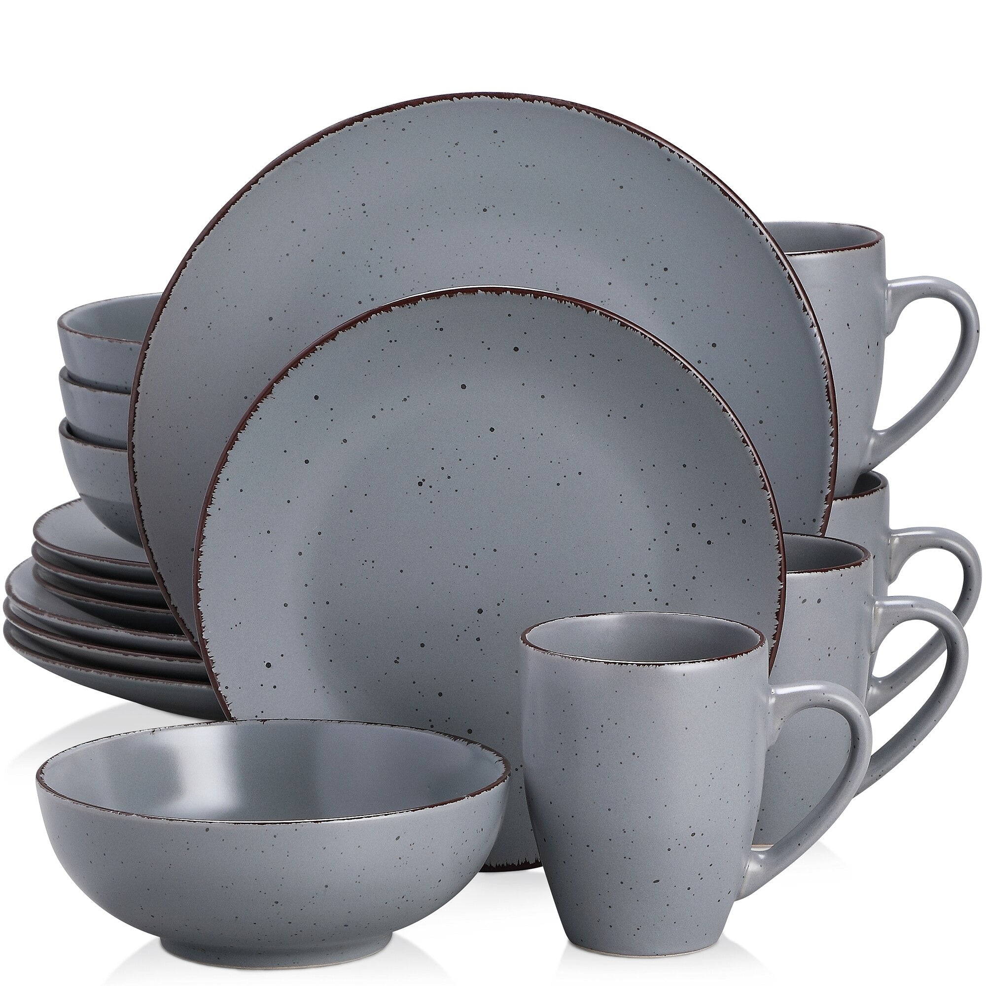 Grey Stoneware Ceramic Dinnerware Set for 4 8 12 SKU 70065