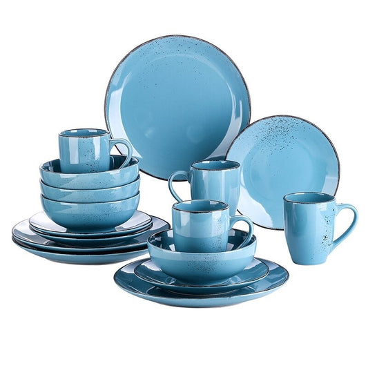 Maya Blue Stoneware Ceramic Dinnerware Set for 4 8 12 SKU 70093
