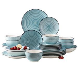 Sky Blue Stoneware Ceramic Dinnerware Set for 6 12 SKU 70090