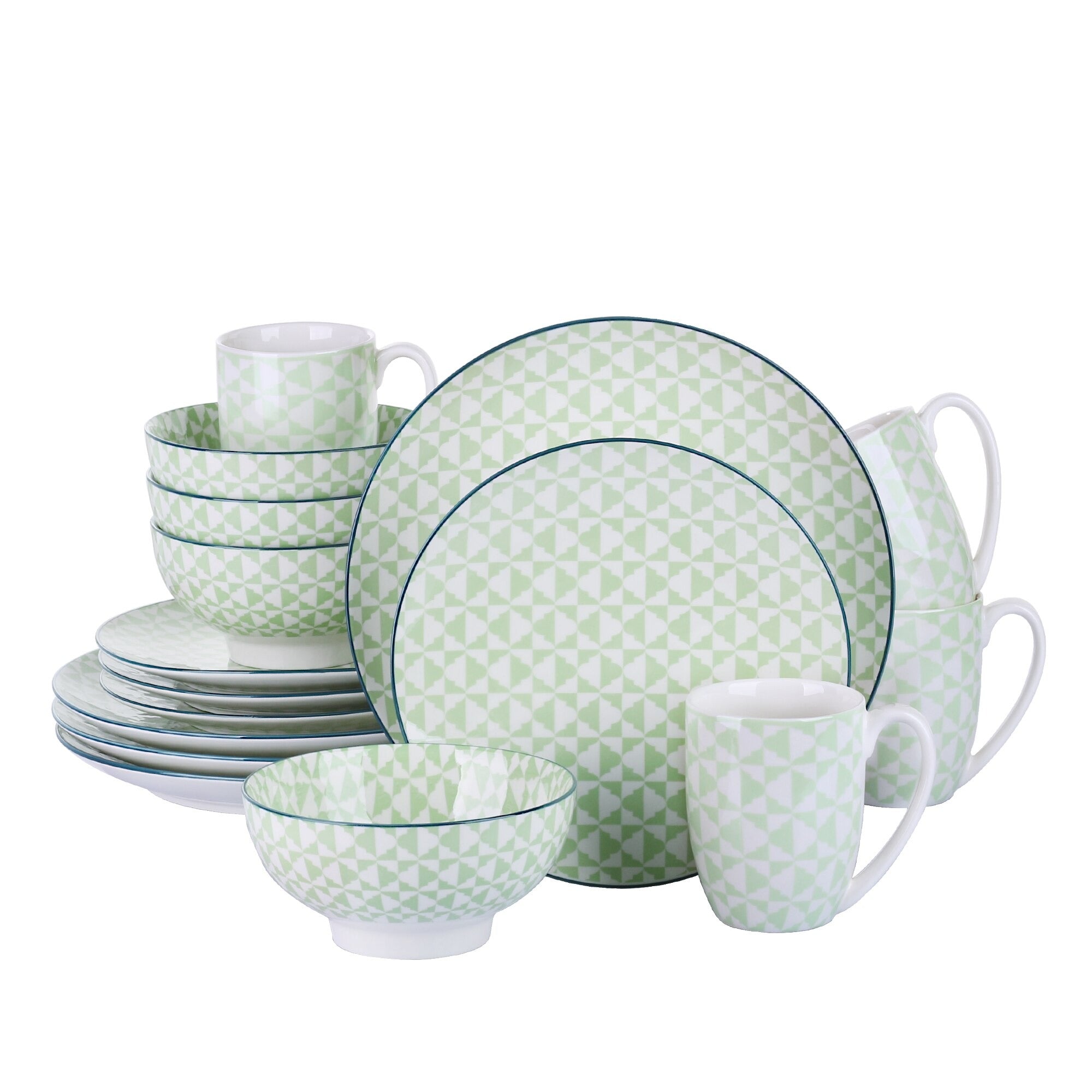 Green Stoneware Ceramic Dinnerware Set for 4 8 12 SKU 70077
