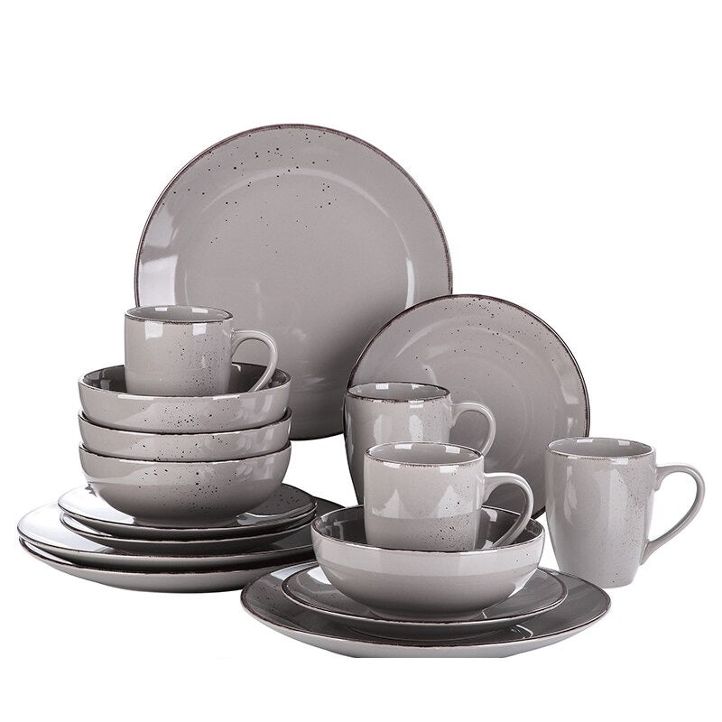 Grey Stoneware Ceramic Dinnerware Set for 4 8 12 SKU 70096