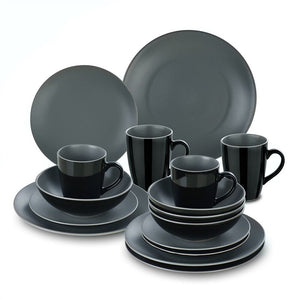 Black Stoneware Ceramic Dinnerware Set for 4 8 12 SKU 70055