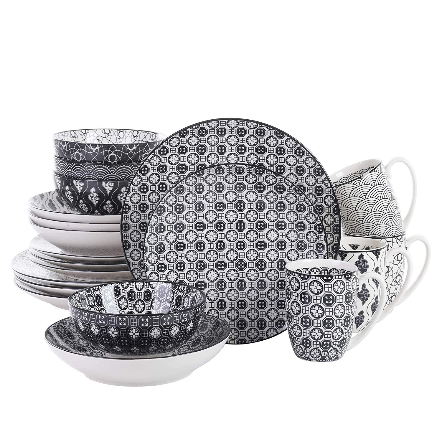 Grey Stoneware Ceramic Dinnerware Set for 4 8 SKU 70063