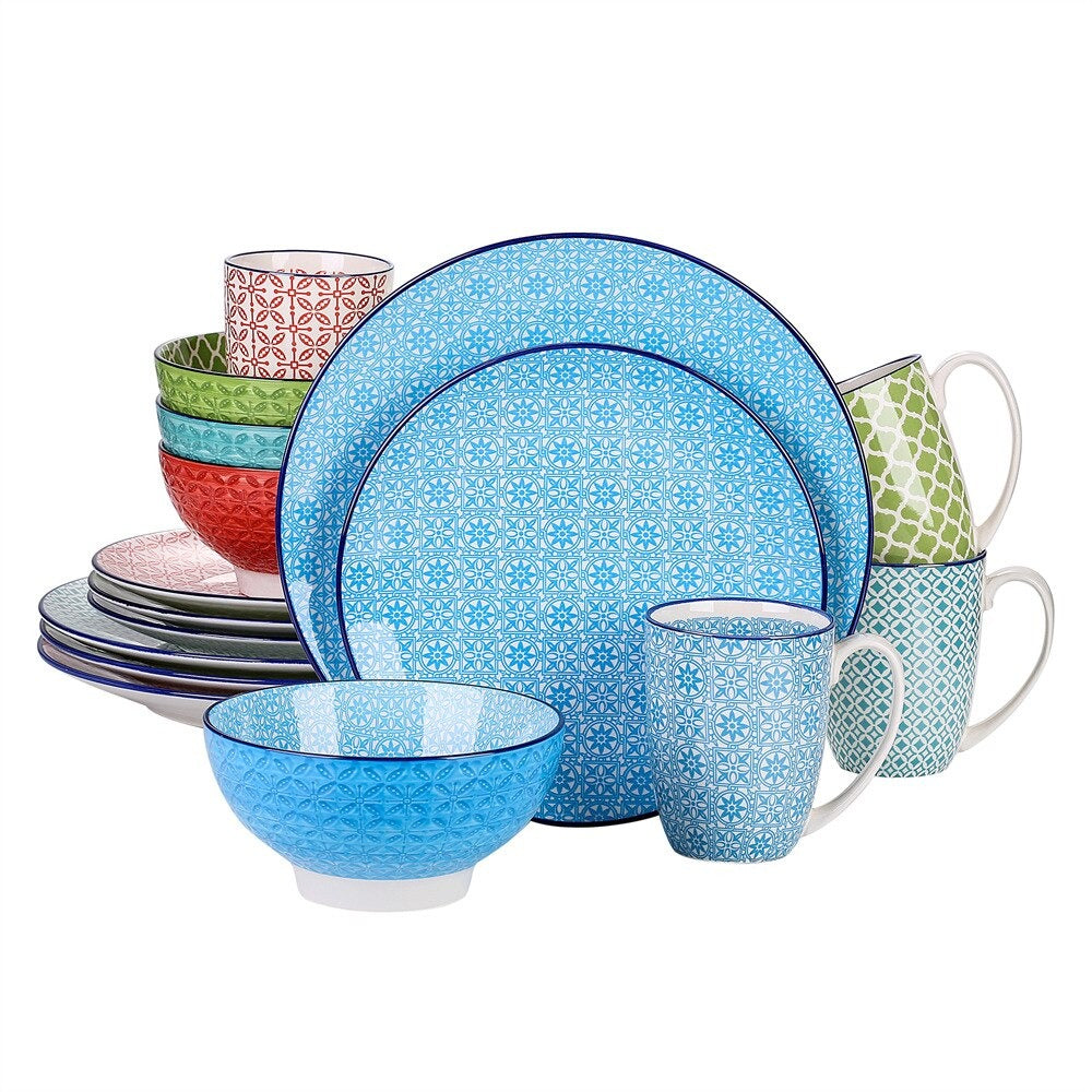 Mixed Color Stoneware Ceramic Dinnerware Set for 4 8 12 SKU 70089