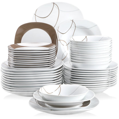 White Stoneware Ceramic Dinnerware Set for 6 12 SKU 70028
