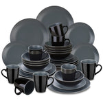 Black Stoneware Ceramic Dinnerware Set for 4 8 12 SKU 70055