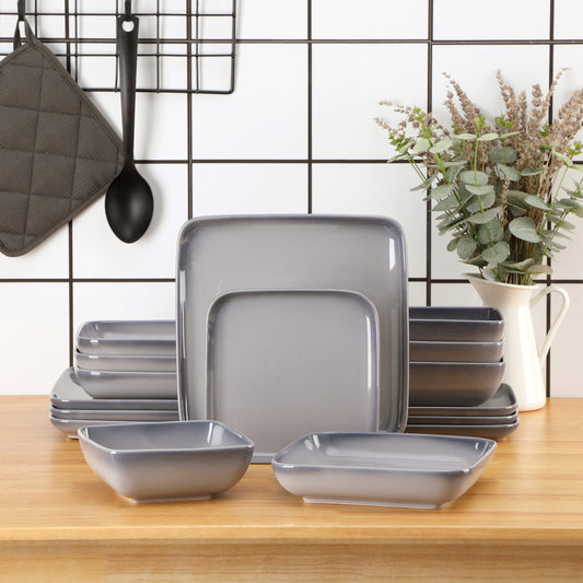 Grey Stoneware Ceramic Dinnerware Set for 4 8 12 SKU 70112