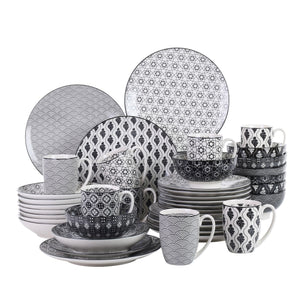 Grey Stoneware Ceramic Dinnerware Set for 4 8 SKU 70063