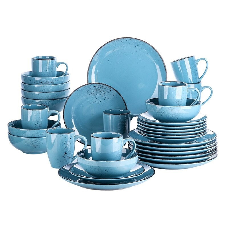 Maya Blue Stoneware Ceramic Dinnerware Set for 4 8 12 SKU 70093