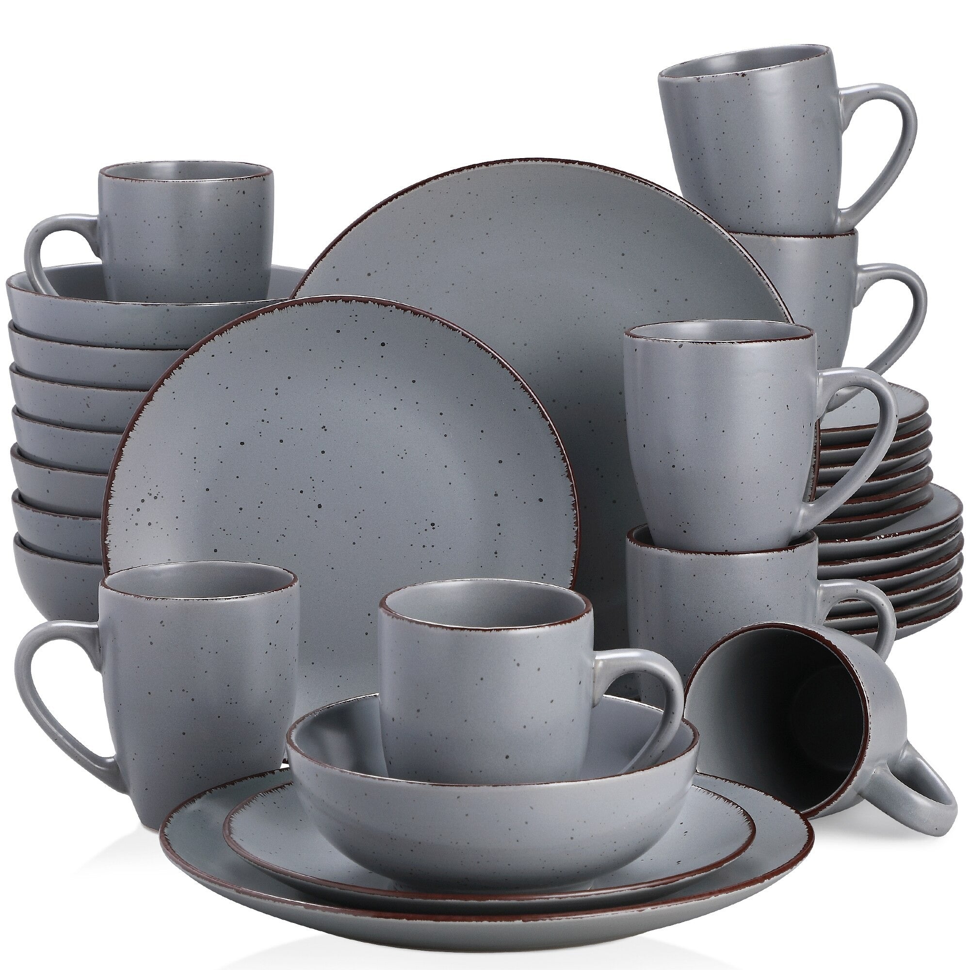 Grey Stoneware Ceramic Dinnerware Set for 4 8 12 SKU 70065