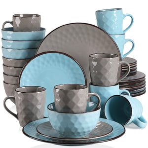 Grey Blue Stoneware Ceramic Dinnerware Set for 4 8 12 SKU 70098