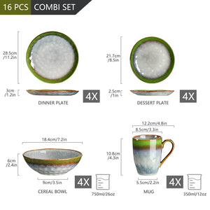 Olive Stoneware Ceramic Dinnerware Set for 4 8 12 SKU 70057