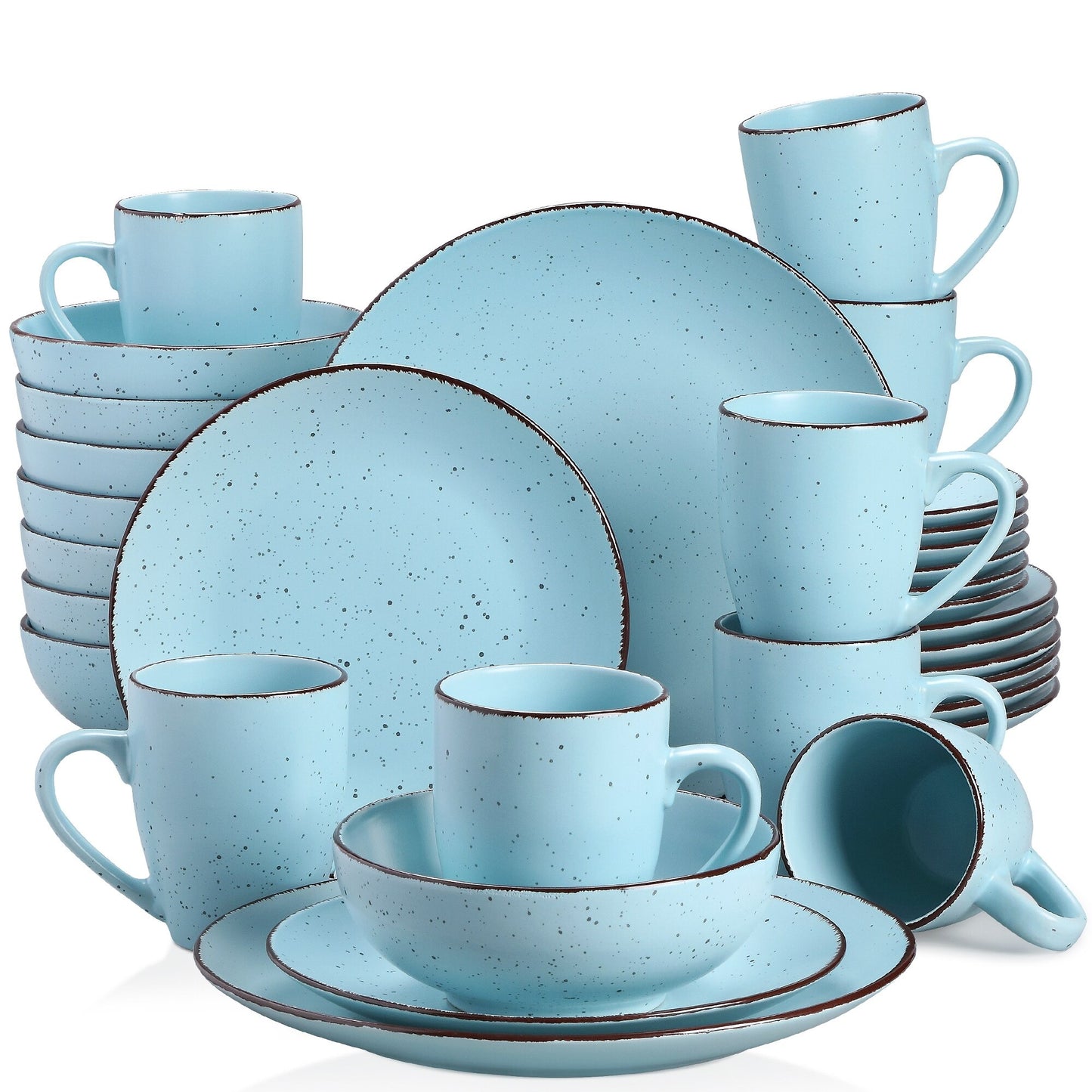 Aqua Stoneware Ceramic Dinnerware Set for 4 8 12 SKU 70066