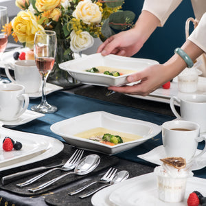 White Stoneware Ceramic Dinnerware Set for 6 12 SKU 70017