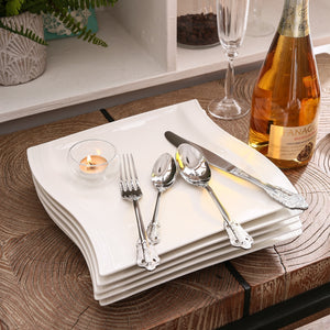 White Stoneware Dinnerware Set for 6 and 12 SKU 70004