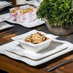 White Stoneware Dinnerware Set 28 Pieces SKU 70003