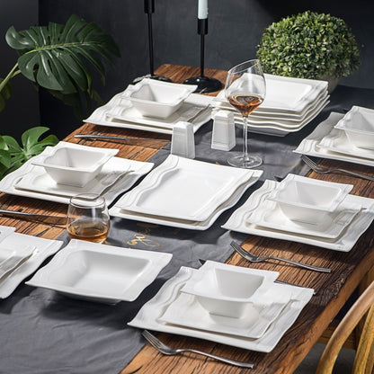 White Stoneware Dinnerware Set 28 Pieces SKU 70003