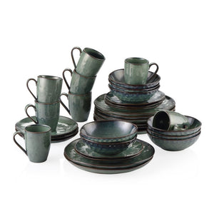 Green Stoneware Ceramic Dinnerware Set for 4 8 12 SKU 70005