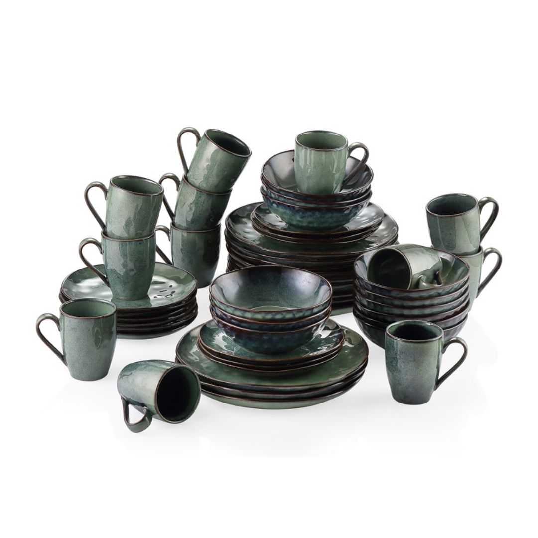 Green Stoneware Ceramic Dinnerware Set for 4 8 12 SKU 70005